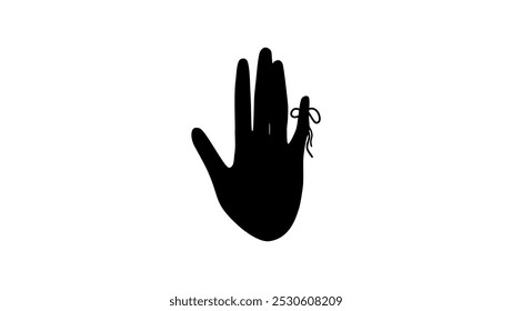 reminder on hand, black isolated silhouette