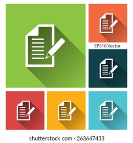 Reminder, organizer - long shadow flat icon set for app and web site. EPS10 vector