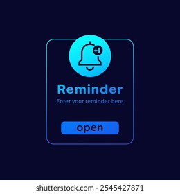 Reminder page design on dark, vector