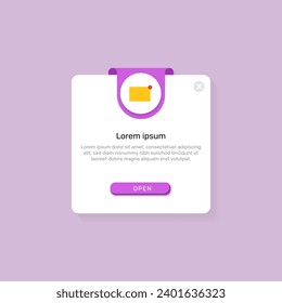 Reminder page popup. Notification page with bell. Reminder events, business planning, timetable, new notice for ui. - Vector.