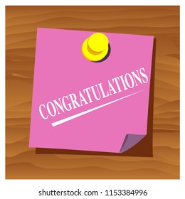 Reminder paper word congratulations vector. Vector Illustration.
