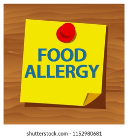 Reminder paper word food allergy vector. Vector Illustration.
