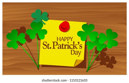 Reminder paper word happy st. patrick's day vector. Vector Illustration.
