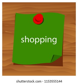 Reminder paper word shopping vector. Vector Illustration.
