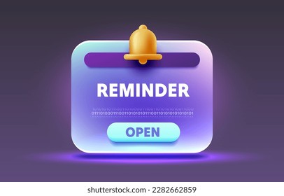 Reminder service message information, media app ui. Vector illustration