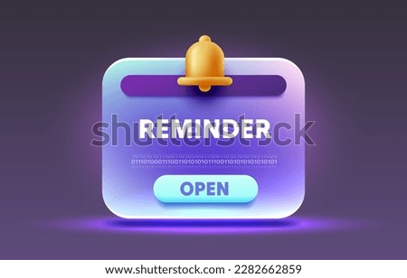 Reminder service message information, media app ui. Vector illustration