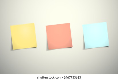 Reminder. Set of post note stickers, ready for your message. Vector illustration.