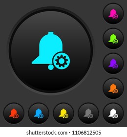 Reminder settings dark push buttons with vivid color icons on dark grey background