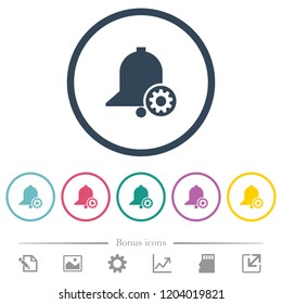 Reminder settings flat color icons in round outlines. 6 bonus icons included.