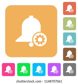 Reminder settings flat icons on rounded square vivid color backgrounds.