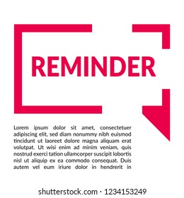 Reminder sign,label. Reminder  speech bubble. Reminder  tag sign,banner