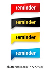 reminder speech bubble / web button collection isolated on white