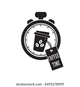 Recordatorio con cronómetro y taza de café Tiempo para beber café