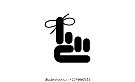reminder symbol, Hand With String Reminder, black isolated silhouette