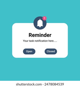 Reminder task notification bell ui design. Schedule work business plan events time reminder alert background