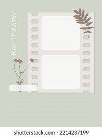Recordatorio patrón de cálculo de vintage en blanco con plantas, en blanco para notas a hacer lista, planificador, ideas
