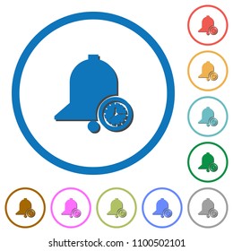 Reminder time flat color vector icons with shadows in round outlines on white background