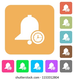 Reminder time flat icons on rounded square vivid color backgrounds.