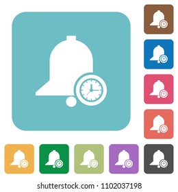 Reminder time white flat icons on color rounded square backgrounds