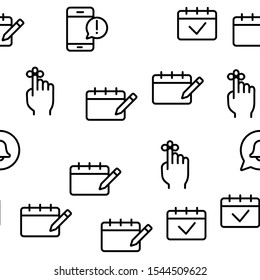 Reminder Vector Seamless Pattern Thin Line Illustration