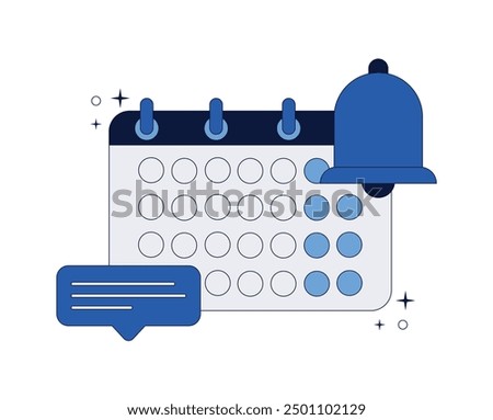 Reminders about important meetings, calendar notifications. Time management, deadline. Vector illustration on white background.