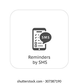 Reminders by SMS and Medical Services Icon. Flat Design. Isolated.