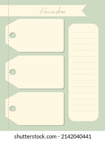 Reminders To do list planner notes blank , label , ideas, plans, vintage. Vector illustration
