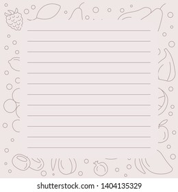 Reminders for notes with a fruits elements made in doodle style, template page.