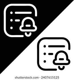 Reminders vector Icon, Outline style, isolated on Black and White Background.