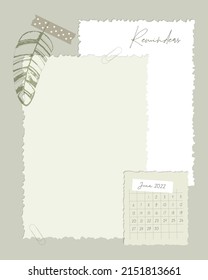 Recordatorios de bruja Calendario Junio 2022 Para hacer lista , sello bananero , ideas, planes, vintage. Ilustración del vector