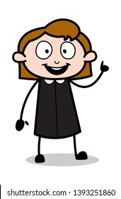 Reminding During Talk - Retro Office Girl Employee Cartoon Vector Illustration﻿