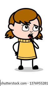 Reminding - Retro Cartoon Girl Teen Vector Illustration