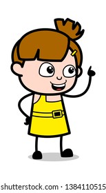 Reminding While Talking - Cute Girl Cartoon Character Vector Illustration