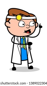 Reminding While Talking - Professional Cartoon Doctor Vector Illustration