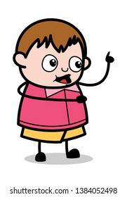 Reminding While Talking - Teenager Cartoon Fat Boy Vector Illustration