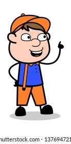 Reminisce - Retro Cartoon Carpenter Worker Vector Illustration﻿