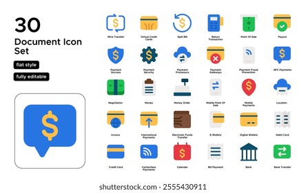 Remittance Flat Icon Set: International Transfers, Money Sending, and Cross-Border Payments Icons