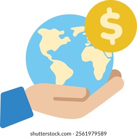 Remittance Icon Hand with Globe 