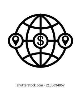 Remittance icon. Money transfer all around the world symbol vector illustration.