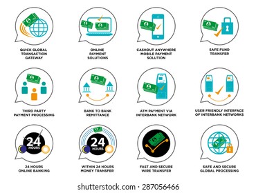 Remittance and Payment Methods Set. Editable Clip Art.