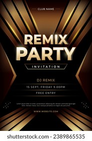 Remix Party Poster Flyer Template. Vector illustration template for concert, disco, club party, event invitation, cover festival.