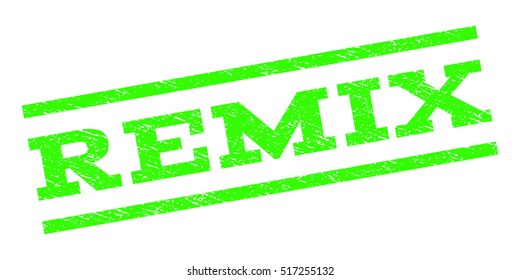Remix watermark stamp. Text tag between parallel lines with grunge design style. Rubber seal stamp with dust texture. Vector color ink imprint on a white background.