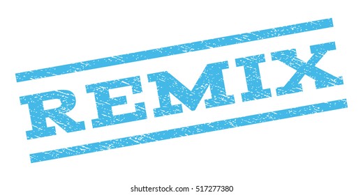 Remix watermark stamp. Text tag between parallel lines with grunge design style. Rubber seal stamp with unclean texture. Vector color ink imprint on a white background.