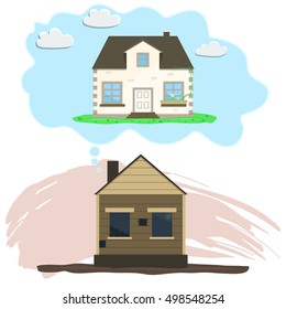 Remodeling house. Old house dreams of repair. Outside repairs