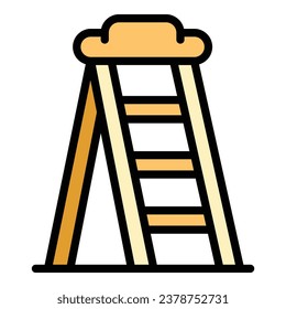 Vector de contorno de icono de escalera de eliminación. Remodelación de las paredes. Color del diseño de la casa