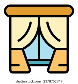 Remodeling window icon outline vector. Wall design. Home building color flat