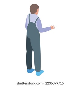 Remodeling worker icon isometric vector. Home renovation. Wall repair