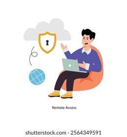 Remote Access concept vector illustration. Cloud Computing isolated On white Background.    