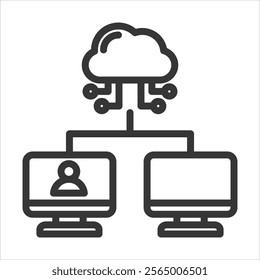 Remote Access Control Outline Icon Vector Illustration