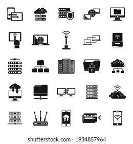 Remote access data icons set. Simple set of remote access data vector icons for web design on white background